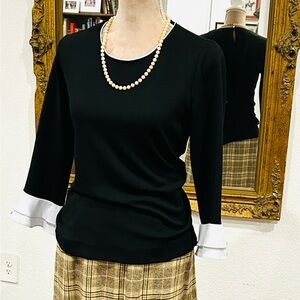 Karl Lagerfeld Paris Classic Black Flounce Cuff Top sz small